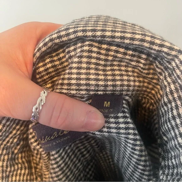 Casuals heavy cotton flannel Houndstooth button down shirt medium - Picture 6 of 11